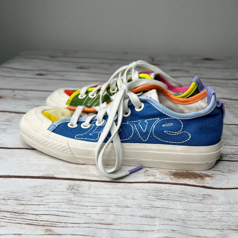 Adidas Nizza Pride Love Unites Multicolor Patchwork Low Top Sneakers Size 6.5